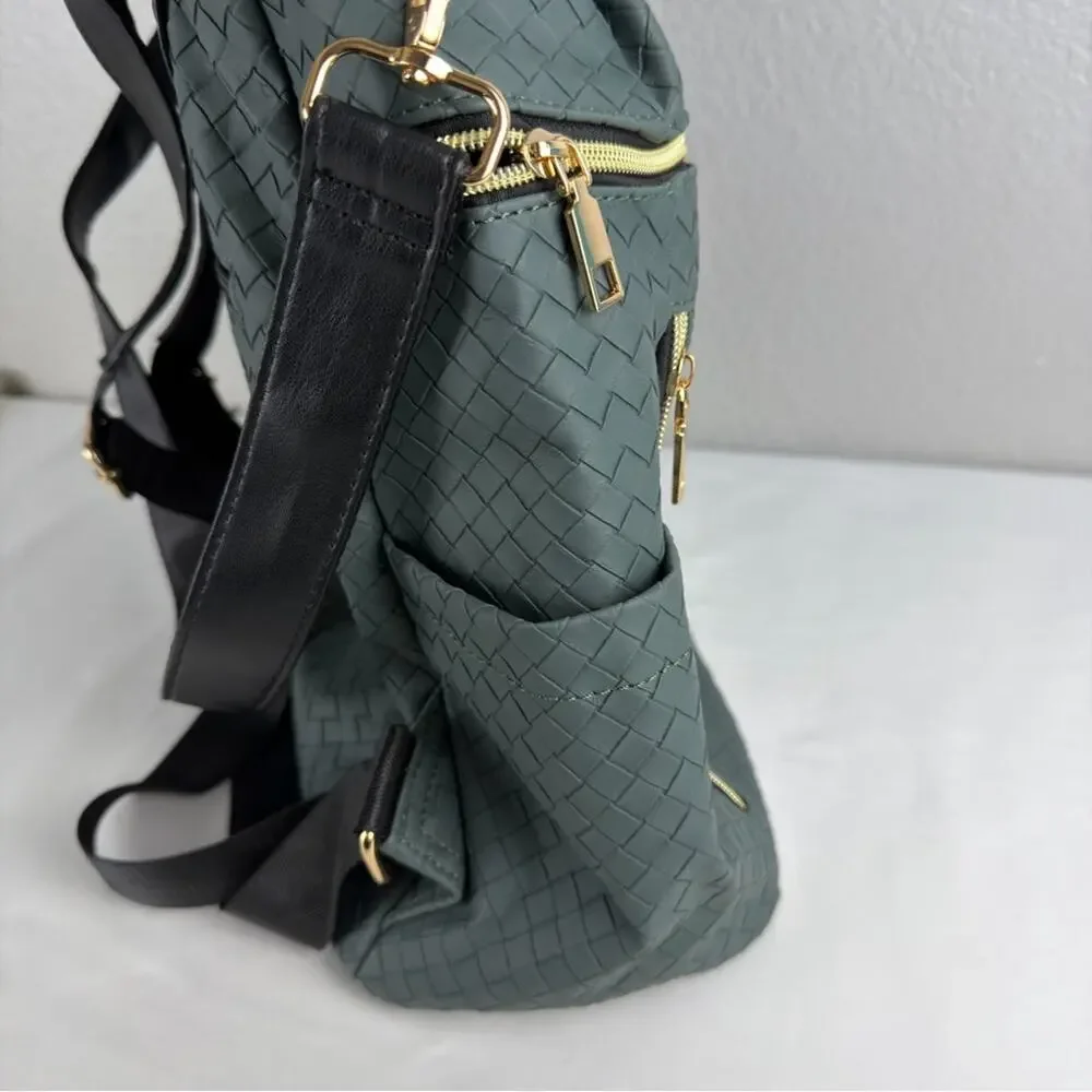Woven Backpack Purse Teal for Women